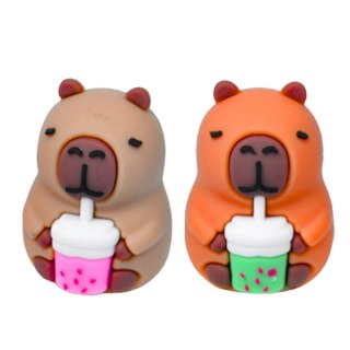 Strugaczka Kapibara Z Kubkiem Szkolna Biurowa Brązowa LEAN