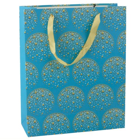 Torba Prezentowa Elegancka Złote Gwiazdki Niebieska 32 x 26 x 12 cm LEAN