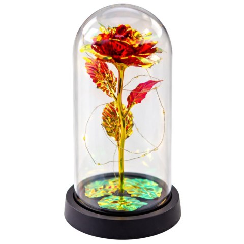 Wieczna Róża W Kopule Kryształowa Oświetlenie LED Czerwona 21x11cm LEAN