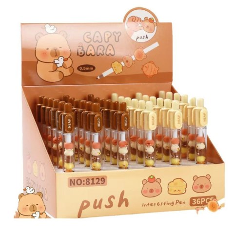 Długopis Z Figurkami Kapibara Brązowy Beżowy Czarny Wkład LEAN TOYS