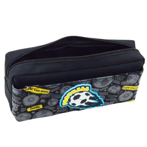 Piórnik Organizer Szkolny z Piłką Nożną Dwie Kieszenie Czarny LEAN