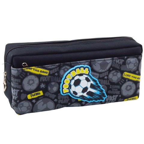 Piórnik Organizer Szkolny z Piłką Nożną Dwie Kieszenie Czarny LEAN