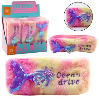 Piórnik Pluszowy Z Syrenim Ogonem Cekiny Różowo Fioletowy LEAN