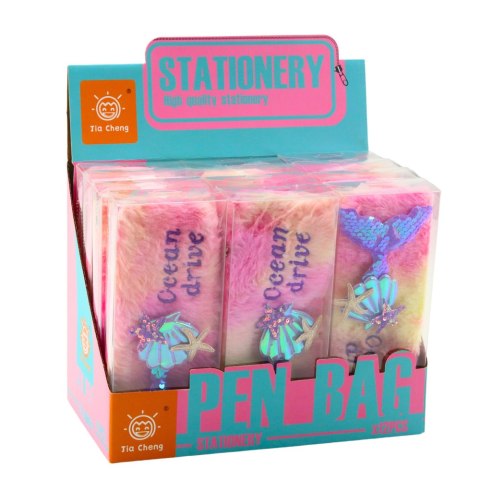 Piórnik Pluszowy Z Syrenim Ogonem Cekiny Różowo Fioletowy LEAN