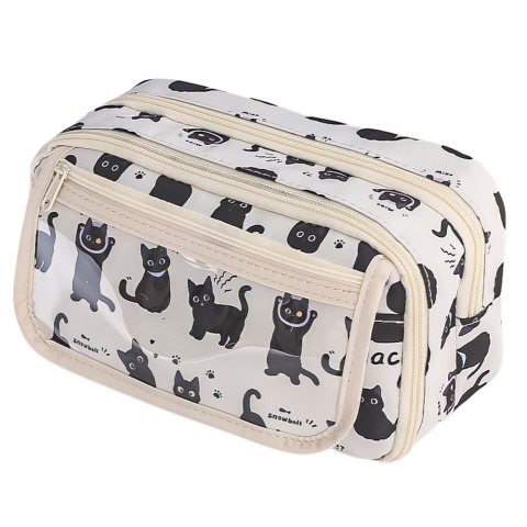 Piórnik Przybornik Szkolny W Czarne Koty Biały 21cm LEAN