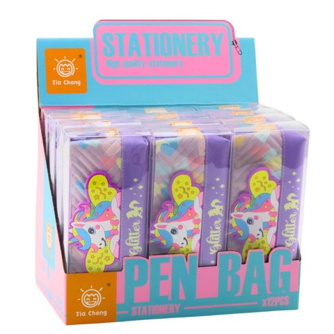 Piórnik Przybornik Szkolny z Jednorożcem Fioletowy 20 x 8,5cm LEAN