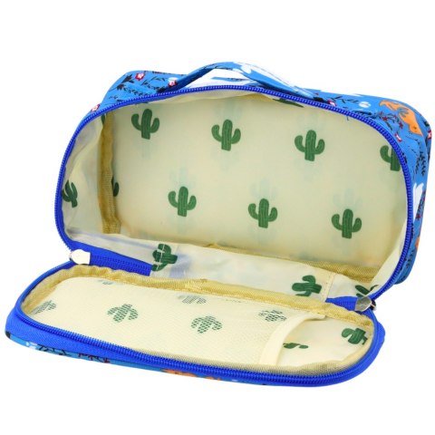 Piórnik Szkolny Organizer Pojemny Dodatkowa Kieszonka Niebieski 21,5cm LEAN