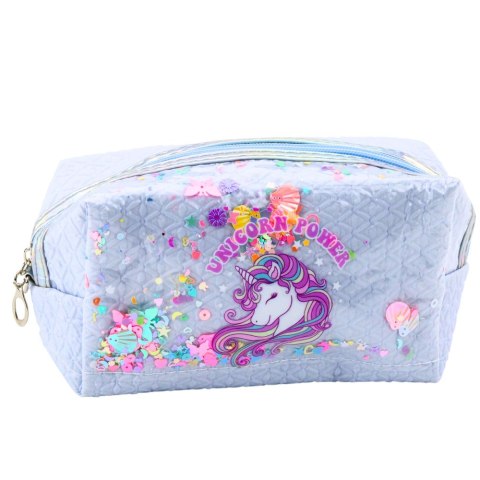 Piórnik Szkolny Z Opaską Jednorożec Konfetti Niebieski 20cm LEAN