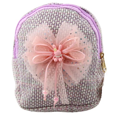 Plecak Dziecięcy Pleciony Kokarda Króliczek Fioletowy 21cm 2L LEAN