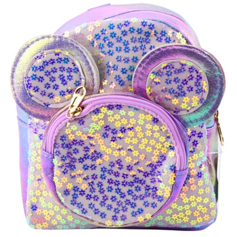 Plecak Dziecięcy Z Cekinami Myszka Uszy Fioletowy 22cm 3L LEAN