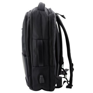 Plecak Miejski Biznesowy USB Pas Piersiowy Czarny 26L 45cm LEAN