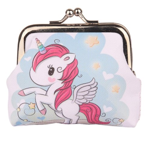 Portfelik Dziecięcy Jednorożec Gwiazdki Metalowy Zatrzask 10x9cm LEAN