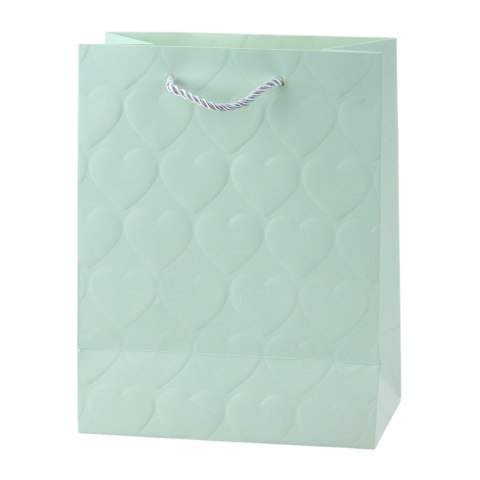 Torba Prezentowa Elegancka Tłoczone Serca Pastelowa 23 x 18 x 10,5 cm LEAN