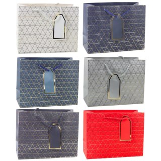 Torba Prezentowa Geometryczna Złote Linie 23 x 18 x 10 cm LEAN