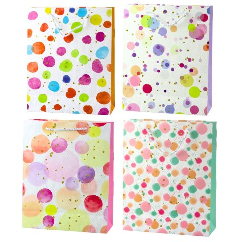 Torba Prezentowa Kropki Akwarelowe Pastelowe 32 × 26 × 10 cm LEAN