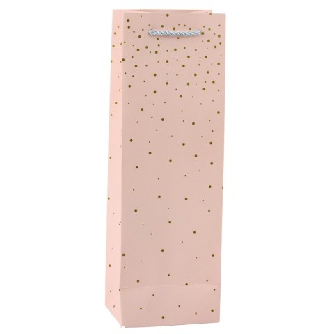 Torba Prezentowa Na Wino Butelkę Papierowa Złote Kropki 35 x 12 x 9 cm LEAN