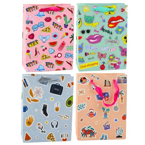 Torba Prezentowa Naklejki Kolorowe Znaczki 23 x 18 x 10,5 cm LEAN