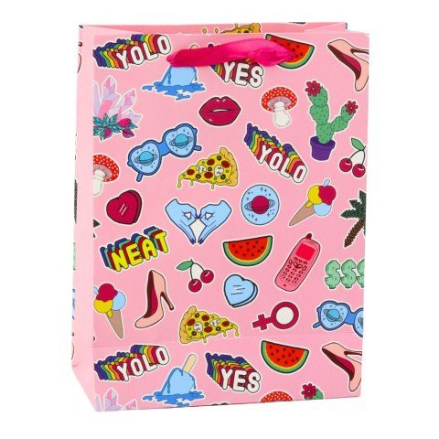 Torba Prezentowa Naklejki Kolorowe Znaczki 23 x 18 x 10,5 cm LEAN