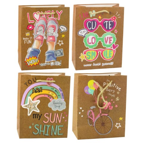 Torba Prezentowa Papierowa Kolorowe Motywy 23 x 18 x 10,5 cm LEAN