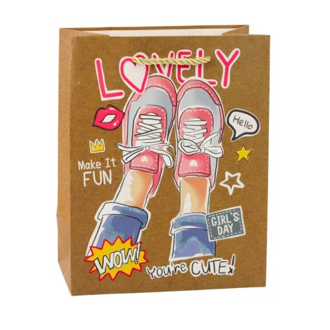 Torba Prezentowa Papierowa Kolorowe Motywy 23 x 18 x 10,5 cm LEAN