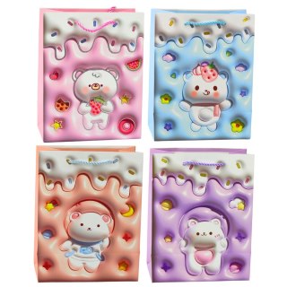 Torba Prezentowa Papierowa Miś Pastelowe Kolory 23 x 18 x 10,5 cm LEAN