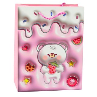 Torba Prezentowa Papierowa Miś Pastelowe Kolory 23 x 18 x 10,5 cm LEAN