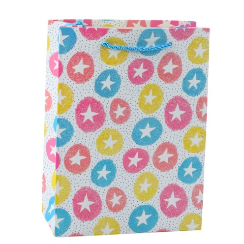Torba Prezentowa Serca Gwiazdki Kropki Paski Kolorowe 23 x 18 x 10,5 cm LEAN