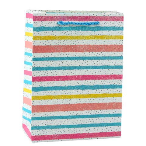 Torba Prezentowa Serca Gwiazdki Kropki Paski Kolorowe 23 x 18 x 10,5 cm LEAN