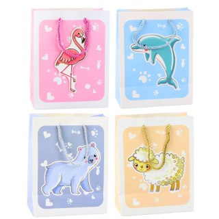 Torba Prezentowa Zwierzęta 3D Pastelowe 23x 18 x 10cm LEAN