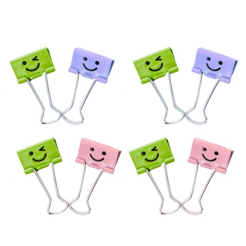 Zestaw Klipsów Spinaczy Biurowych Do Papieru Kolorowe Buźki 8szt 19mm LEAN