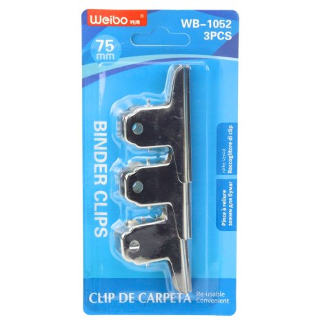 Zestaw Metalowych Klipsów Spinaczy Biurowych 3szt 75mm LEAN