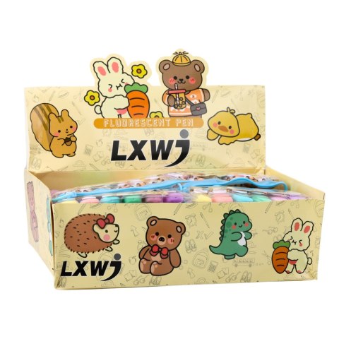 Zestaw Mini Zakreślaczy Kapibara W Etui Kolorowe Pstelowe 6szt LEAN