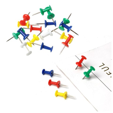 Zestaw Pinezki Do Tablicy Korkowej Biurowe Szkolne Kolorowe 50szt. LEAN