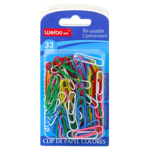Zestaw Spinacze Biurowe Do Papieru Kolorowe 33mm 90szt. LEAN