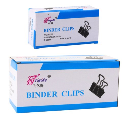 Zestaw Uniwersalne Klipsy Biurowe Stal Sprężynowa Czarne 32mm 12szt LEAN