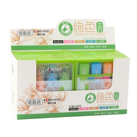 Zestaw Zakreślaczy Z Podwójną Końcówką Kolorowe 4 Szt LEAN