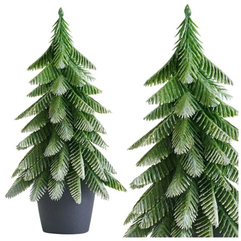 Choinka Ozdobna Dekoracyjna Sztuczna W Doniczce Srebrne Wykończenie 22 x 10 cm LEAN