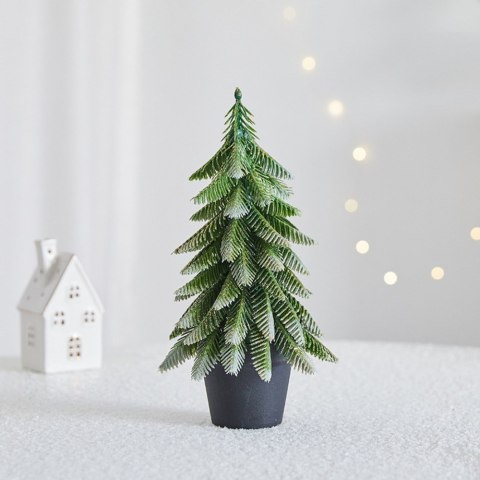 Choinka Ozdobna Dekoracyjna Sztuczna W Doniczce Srebrne Wykończenie 22 x 10 cm LEAN