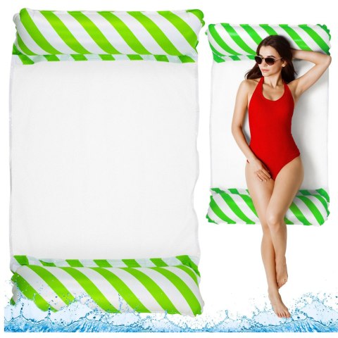 Dmuchany Hamak Wodny Materac Leżak Biało-Zielony 120x70cm LEAN