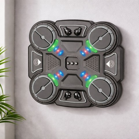 Interaktywna Tarcza Bokserska Muzyczna Światła LED 3 Poziomy Czarna LEAN Toys