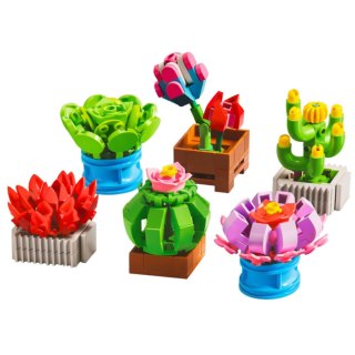 Klocki Konstrukcyjne Kwiaty Roślinki w Doniczkach 6 Sztuk 245 el. LEAN Toys