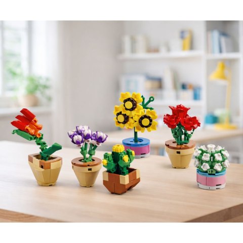 Klocki Konstrukcyjne Kwiaty Roślinki w Doniczkach 6 Sztuk 256 el. LEAN Toys