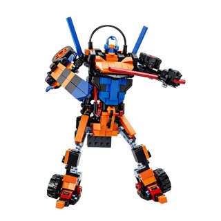 Klocki Konstrukcyjne Wyścigówka Auto Robot 2W1 Pomarańczowa 322 el. LEAN Toys