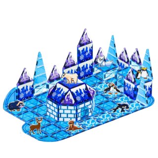 Klocki Magnetyczne Lodowa Kraina Figurki Zwierząt Niebieskie 94 el. LEAN Toys