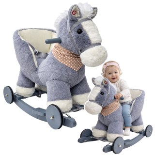 Koń Na Biegunach Jeżdzik 2w1 Bujak Osiołek Dla Malucha Szary LEAN Toys