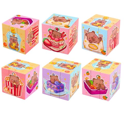 Kostka Układanka Logiczna Kapibara Edukacyjna Kolorowa 6x6 cm LEAN TOYS