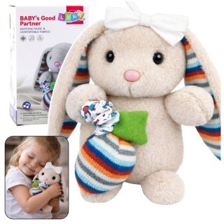 Miękki Pluszowy Króliczek Pozytywka Przytulanka Maskotka Beżowy LEAN Toys