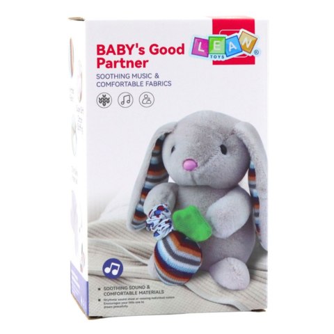 Miękki Pluszowy Króliczek Pozytywka Przytulanka Maskotka Beżowy LEAN Toys