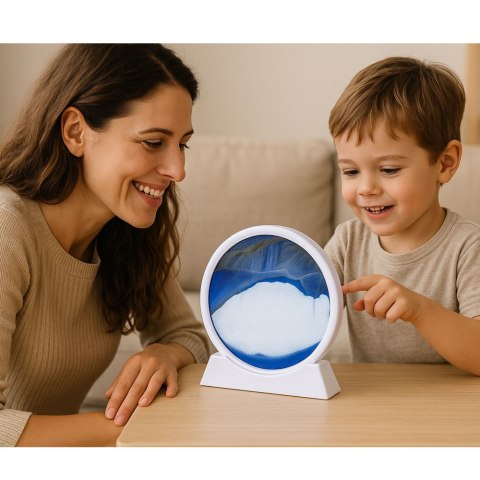 Obraz 3D Ruchomy Piasek Niebieski Dekoracja 360° Biały LEAN