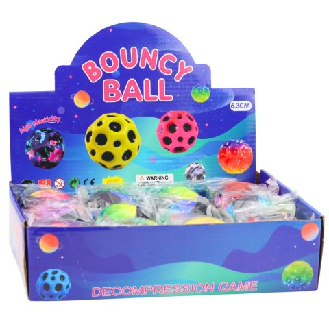 Piłka Do Odbijania Na Gumce Sensoryczna Z Wgłębieniami Kolorowa 6 cm LEAN TOYS